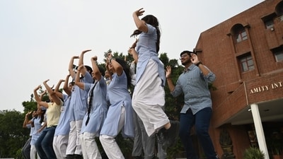 Students celebrate their results in the CBSE Class 12 board exam, at Amity international School at Sector 44 (photo by Sunil Ghosh) Students celebrate their results in the CBSE Class 12 board exam, at Amity international School at Sector 44 (photo by Sunil Ghosh)