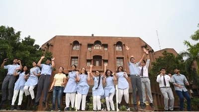 Students celebrate their results in the CBSE Class 12 board exam, at Amity international School at Sector 44 (photo by Sunil Ghosh) Students celebrate their results in the CBSE Class 12 board exam, at Amity international School at Sector 44 (photo by Sunil Ghosh)