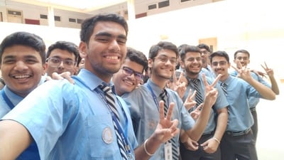 Students of Apeejay School Nerul, celebrate CBSE 12th exam result at Nerul in Navi Mumbai, India, on Monday, May 13th, 2024 (Photo by Bachchan Kumar/ HT PHOTO) Students of Apeejay School Nerul, celebrate CBSE 12th exam result at Nerul in Navi Mumbai, India, on Monday, May 13th, 2024 (Photo by Bachchan Kumar/ HT PHOTO)