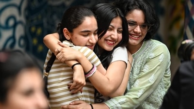Class 10th and 12th students celebrate after the release of CBSE results at St Thomas School in New Delhi (Sanchit Khanna) Class 10th and 12th students celebrate after the release of CBSE results at St Thomas School in New Delhi (Sanchit Khanna)