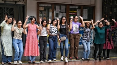 Class 10th and 12th students celebrate after the release of CBSE results at St Thomas School in New Delhi (Sanchit Khanna) Class 10th and 12th students celebrate after the release of CBSE results at St Thomas School in New Delhi (Sanchit Khanna)