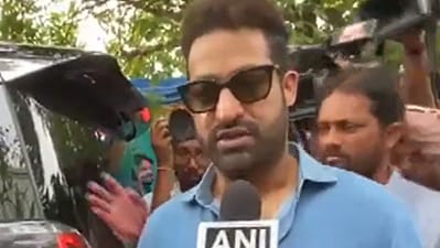 Jr NTR cast his vote at the polling booth in Jubilee Hills, Hyderabad, for the Lok Sabha elections 2024. (ANI)