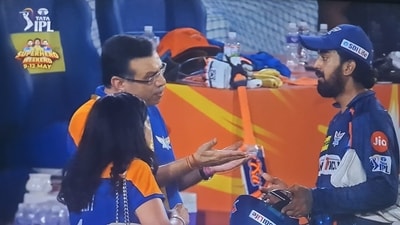 Sanjiv Goenka (L) was seen in an animated chat with KL Rahul after SRH vs LSG clash. (X) Sanjiv Goenka (L) was seen in an animated chat with KL Rahul after SRH vs LSG clash. (X)