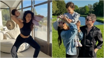 Priyanka Chopra lifts Malti in a video shared by Nick Jonas to celebrate Mother's Day. (Instagram) Priyanka Chopra lifts Malti in a video shared by Nick Jonas to celebrate Mother's Day. (Instagram)