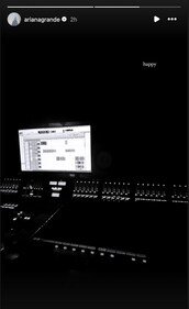 Ariana Grande is back in the studio in new Instagram story, “happy”. (Instagram) Ariana Grande is back in the studio in new Instagram story, “happy”. (Instagram)