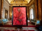 A portrait of Britain's King Charles by artist Jonathan Yeo is pictured at Buckingham Palace, London,