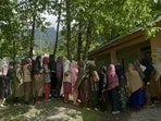Voters wait to cast their ballots at a polling station in Ganderbal district, northeast of Srinagar, during the fourth phase of voting in India's general election. Voters wait to cast their ballots at a polling station in Ganderbal district, northeast of Srinagar, during the fourth phase of voting in India's general election.