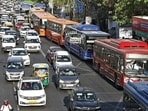 In Delhi, buses come in colours including red, indigo, orange, green, and light blue. (HT Photo)