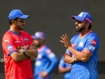 Delhi Capitals' Director of Cricket Sourav Ganguly with Mumbai Indians' Rohit Sharma during a practice session Delhi Capitals' Director of Cricket Sourav Ganguly with Mumbai Indians' Rohit Sharma during a practice session