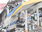 Personnel from Fire Brigade, NDRF, Mumbai Police and BMC rushed to the incident site and rescued those trapped under the collapsed hoarding. (Anshuman Poyrekar/ Hindustan Times)