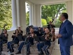 White House’s Marine Band playing “Sare Jahan Se Achha Hindustan Hamara” to mark AANHPI Heritage Month. White House’s Marine Band playing “Sare Jahan Se Achha Hindustan Hamara” to mark AANHPI Heritage Month.