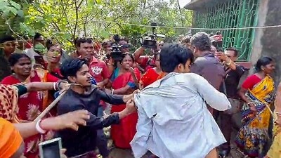 Sandeshkhali, May 12 (ANI): A clash breaks out between Trinamool Congress (TMC) and Bharatiya Janata Party (BJP) workers, in Sandeshkhali on Sunday. (ANI Photo) (ANI) Sandeshkhali, May 12 (ANI): A clash breaks out between Trinamool Congress (TMC) and Bharatiya Janata Party (BJP) workers, in Sandeshkhali on Sunday. (ANI Photo) (ANI)