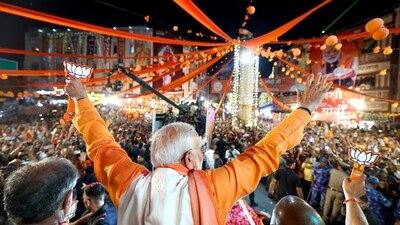 Prime Minister Narendra Modi held a roadshow for the Lok Sabha elections, in Varanasi on Monday before his nomination. (ANI) Prime Minister Narendra Modi held a roadshow for the Lok Sabha elections, in Varanasi on Monday before his nomination. (ANI)