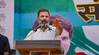 Congress leader Rahul Gandhi at a public meeting in Rae Bareli on Monday. (PTI PHOTO) Congress leader Rahul Gandhi at a public meeting in Rae Bareli on Monday. (PTI PHOTO)