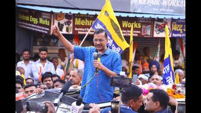 On his first visit to Haryana after he was released from Tihar jail, AAP supremo and Delhi chief minister Arvind Kejriwal on Tuesday asked the voters to vote for his party, adding that if they vote for the BJP, he will be sent back to jail. (HT Photo) On his first visit to Haryana after he was released from Tihar jail, AAP supremo and Delhi chief minister Arvind Kejriwal on Tuesday asked the voters to vote for his party, adding that if they vote for the BJP, he will be sent back to jail. (HT Photo)