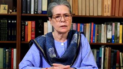 Sonia Gandhi during a virtual address in New Delhi on Monday. (Photo from X) Sonia Gandhi during a virtual address in New Delhi on Monday. (Photo from X)