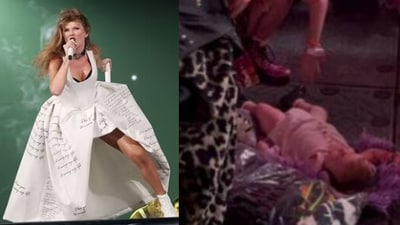 Snapshot of the child on the floor at a Taylor Swift concert. Snapshot of the child on the floor at a Taylor Swift concert.