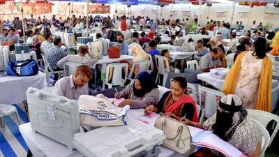 Though the overall poll percentage in Hyderabad was comparatively higher, compared to 44.84% in 2019 general elections, it was still less compared to the other constituencies in the state (PTI) Though the overall poll percentage in Hyderabad was comparatively higher, compared to 44.84% in 2019 general elections, it was still less compared to the other constituencies in the state (PTI)
