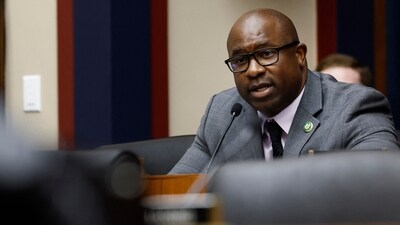 Jamaal Bowman insists ‘from the river to the sea, Palestine will be free’ is not a hateful slogan (Photo by Anna Moneymaker / GETTY IMAGES NORTH AMERICA / Getty Images via AFP) (Getty Images via AFP) Jamaal Bowman insists ‘from the river to the sea, Palestine will be free’ is not a hateful slogan (Photo by Anna Moneymaker / GETTY IMAGES NORTH AMERICA / Getty Images via AFP) (Getty Images via AFP)