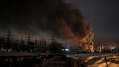 Russia-Ukraine War: Smoke billows from a power infrastructure in Ukraine. (AP)