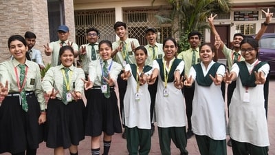 Students of St. Dominic Savio's High school in Patna celebrating after declaration of CBSE Board class 10th and 12th results (Santosh Kumar ) Students of St. Dominic Savio's High school in Patna celebrating after declaration of CBSE Board class 10th and 12th results (Santosh Kumar )