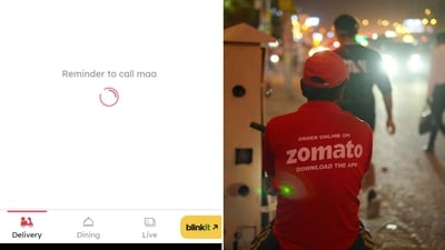 The image shows a prompt that a woman received from Zomato on Mother’s Day. (Screengrab) The image shows a prompt that a woman received from Zomato on Mother’s Day. (Screengrab)