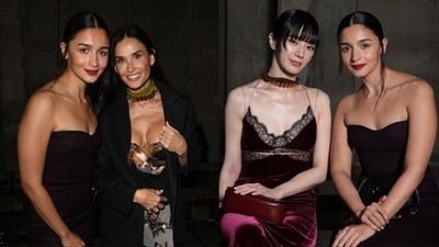Alia Bhatt posed with Demi Moore and Park Gyu-young at Gucci event in London. Alia Bhatt posed with Demi Moore and Park Gyu-young at Gucci event in London.