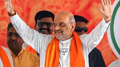 Union Home Minister Amit Shah during a public meeting for Lok Sabha elections, in North 24 Parganas, Tuesday, May 14, 2024. (PTI) Union Home Minister Amit Shah during a public meeting for Lok Sabha elections, in North 24 Parganas, Tuesday, May 14, 2024. (PTI)