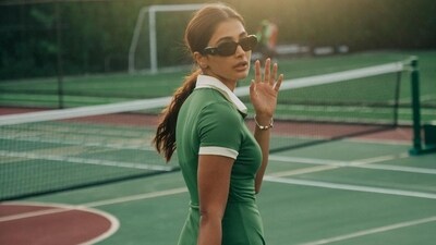 Actor Pooja Hegde slipped into a green polo t-shirt dress for a game of tennis (Photo: Instagram) Actor Pooja Hegde slipped into a green polo t-shirt dress for a game of tennis (Photo: Instagram)