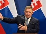 Slovakia's Prime Minister Robert Fico speaks during a press conference with Hungary's Prime Minister Viktor Orban in Budapest, Hungary on Jan. 16, 2024. 