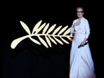 Meryl Streep arrives on stage before receiving the Honorary Palme d'Or during the Opening Ceremony at the 77th edition of the Cannes Film Festival in Cannes, southern France, on May 14, 2024. (AFP)
