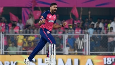 Rajasthan Royals pacer Avesh Khan bagged two wickets in his first over against PBKS (ANI) Rajasthan Royals pacer Avesh Khan bagged two wickets in his first over against PBKS (ANI)