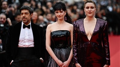 Italian actor and member of the Jury of the 77th Cannes Film Festival Pierfrancesco Favino, French actor and member of the Jury of the 77th Cannes Film Festival Eva Green and US director and president of the Jury of the 77th Cannes Film Festival Greta Gerwig arrive for the Opening Ceremony and the screening of the film Le Deuxieme Acte at the 77th edition of the Cannes Film Festival in Cannes, southern France, on May 14, 2024. (AFP) Italian actor and member of the Jury of the 77th Cannes Film Festival Pierfrancesco Favino, French actor and member of the Jury of the 77th Cannes Film Festival Eva Green and US director and president of the Jury of the 77th Cannes Film Festival Greta Gerwig arrive for the Opening Ceremony and the screening of the film Le Deuxieme Acte at the 77th edition of the Cannes Film Festival in Cannes, southern France, on May 14, 2024. (AFP)