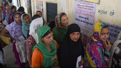 For Representation Only: Indian Muslim women queue up to cast their vote in Ahmedabad on April 23, 2019. (AFP File) For Representation Only: Indian Muslim women queue up to cast their vote in Ahmedabad on April 23, 2019. (AFP File)