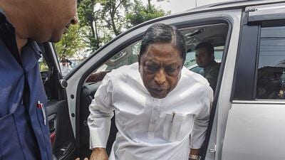 Jharkhand Minister Alamgir Alam arrives at the ED office in Ranchi on Wednesday. (PTI) Jharkhand Minister Alamgir Alam arrives at the ED office in Ranchi on Wednesday. (PTI)