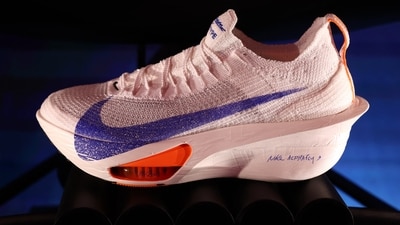 Paris 2024 Olympics - Nike Olympics Products Launch - Paris, France - April 11, 2024 The Nike Alphafly 3 running shoe is displayed during the launch REUTERS/Stephanie Lecocq (REUTERS)