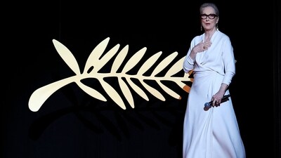 Meryl Streep arrives on stage before receiving the Honorary Palme d'Or during the Opening Ceremony at the 77th edition of the Cannes Film Festival in Cannes, southern France, on May 14, 2024. (AFP) Meryl Streep arrives on stage before receiving the Honorary Palme d'Or during the Opening Ceremony at the 77th edition of the Cannes Film Festival in Cannes, southern France, on May 14, 2024. (AFP)