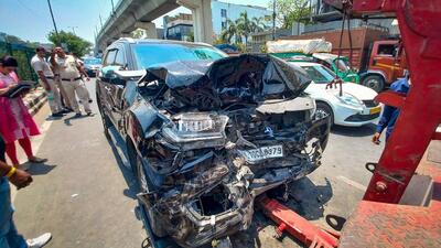 The damaged SUV. (Sanchit Khanna/HT Photo) The damaged SUV. (Sanchit Khanna/HT Photo)