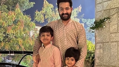 Jr NTR with his sons Abhay and Bhargav, Jr NTR with his sons Abhay and Bhargav,