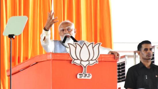 Kalyan India - May 2024_Pics :20240515_KYN_Prime Minister Narendra Modi In Kalyan Pic. Wednesday Night _ Photo by Pramod Tambe.May 15 2024 Pramod Tambe/HT. in India 15 2024 (Photo by Pramod Tambe)