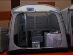Weighing about 720kg, the portable hospital was dropped from 1,500 feet using specially designed parachutes. (X)