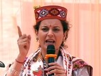 Bharatiya Janata Party (BJP) candidate from Mandi constituency Kangana Ranaut during a public meeting in Manali.