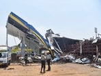 Rescue and relief work underway near the site of the hoarding collapse at Ghatkopar in Mumbai. 