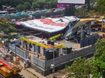 Rescue and relief work underway near the site of the hoarding collapse at Ghatkopar Rescue and relief work underway near the site of the hoarding collapse at Ghatkopar