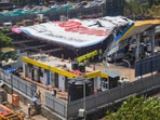 Rescue and relief work underway near the site of the hoarding collapse at Ghatkopar