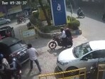CCTV footage of Amanatullah Khan's son assaulting petrol pump staff in Noida.