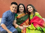 Sunil Chhetri with his mother and wife