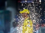 Chennai Super Kings' MS Dhoni enters the field. Chennai Super Kings' MS Dhoni enters the field.