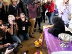 Photographers take pictures of Sage the Miniature Poodle, the winner of "Best in Show" during the 148th Annual Westminster Kennel Club Dog Show Champion's Lunch at Bar Boulud in New York, on May 15, 2024. Photographers take pictures of Sage the Miniature Poodle, the winner of "Best in Show" during the 148th Annual Westminster Kennel Club Dog Show Champion's Lunch at Bar Boulud in New York, on May 15, 2024.