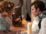 Nicola Coughlan and Luke Newton in a still from Bridgerton Season 3.